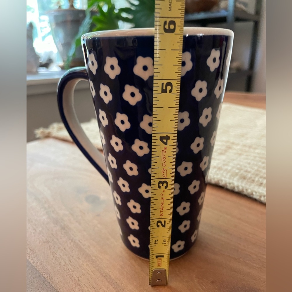 Polish Pottery Blue Floral Tall Mug - Picture 5 of 6